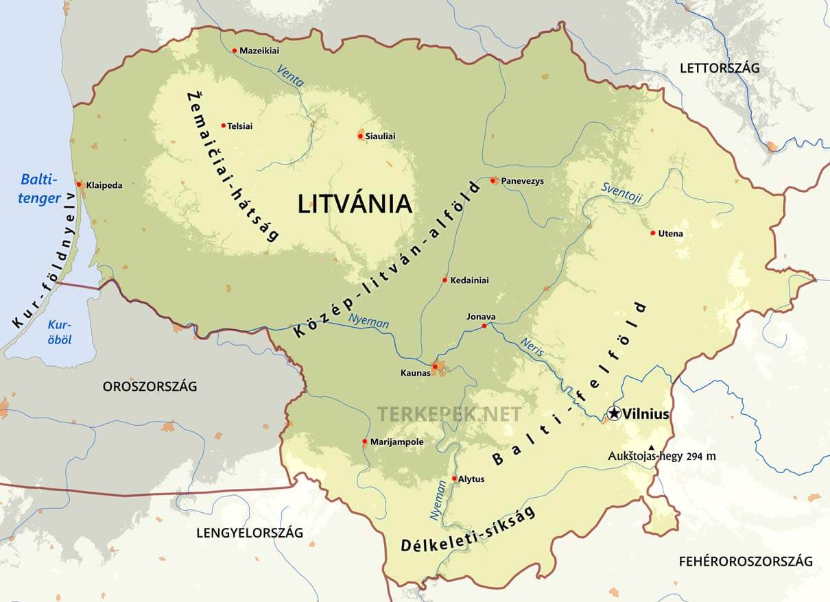 lengyelország domborzati térkép Litvánia térképek lengyelország domborzati térkép